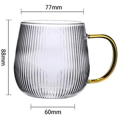 Japanse Enkellaags Verticale Strepen met Handvat Glazen Waterbeker Transparant Koudebestendig Melkbeker Thee Thee Bekers 420ml white