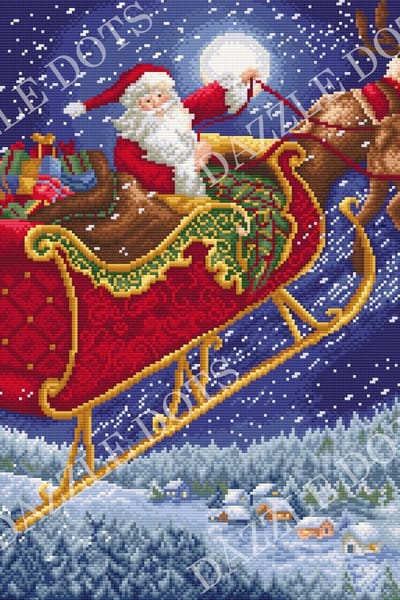 Diamond Painting - Santa Sleigh - De Slee van de Kerstman - Letistitch © Marcello Corti 40 x 60 cm