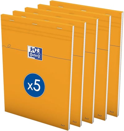 SnelShoppen - OXFORD Notepad A4 klein geruit 5 mm 80 vellen oranje 5 stuks - schrijfblok notitieblok notities school kantoor creatief