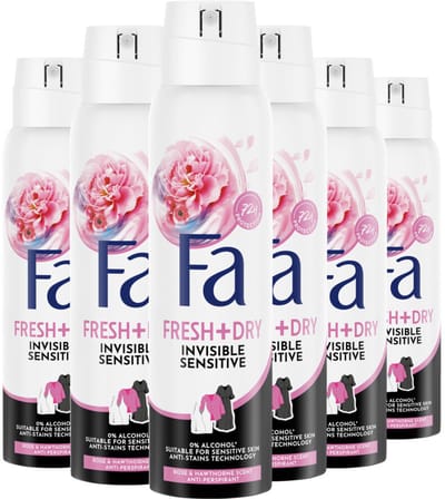 Fa - Invisible Sensitive - Rozen en Meidoorn - Deodorant Spray - 6 x 150 ml