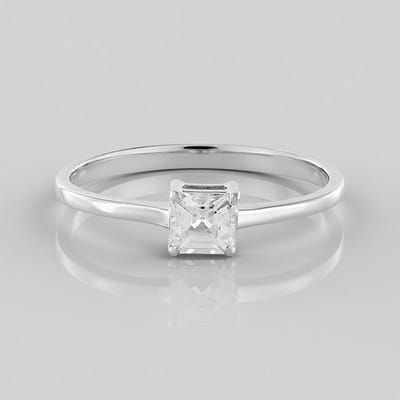 Cavill - Zilveren ring 925 Sterling Zilver - 0,882 ct Zirkoon Tanzania - Achthoekige Asscher slijpvorm - Platina Verguld - Elegant Modern Design