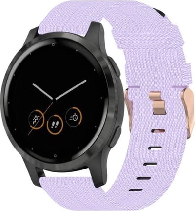 By Qubix - geschikt voor Huawei Watch GT 4 / GT 5 (41mm) & GT 5 Pro (42mm) - Canvas nylon bandje - Lila