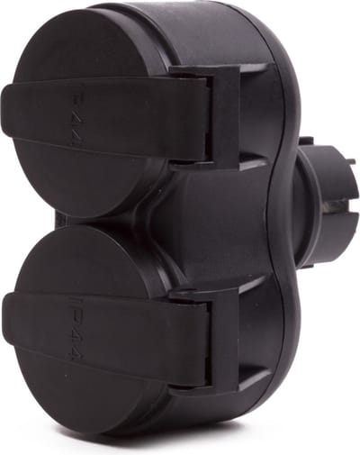 Benson stopcontact splitter - 2x - duo - met klep - zwart - stopcontactsplitter