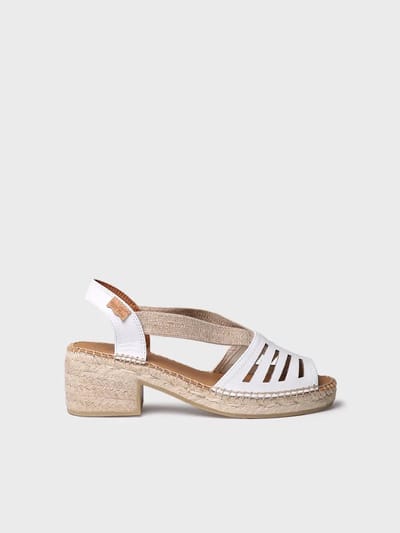Dames leren espadrille met brede hak en elastiek | DIMA