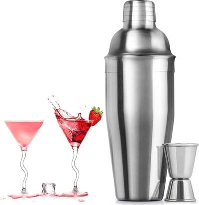 Cocktailshaker 750 ml Roestvrij Staal met Ingebouwde Barmanzeef en Maatbekers