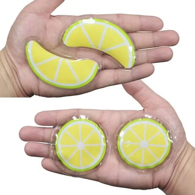4 Stuks Herbruikbare Gel Ice Pack Oogpads – Koelende Behandeling voor Roodheid, Oogontspanning, Koude/Warme Therapie voor Onder Ogen, Vermoeidheid, Wallen en Puffen- Citroen