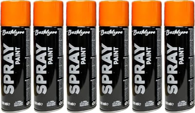 Spuitverf set 6 x 200 ml - oranje. Sneldrogende graffiti-spuitbussen voor hout, steen, metaal, glas. oranje (RAL 2009)
