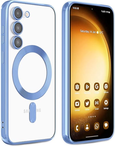 Casemania Hoesje Geschikt voor Samsung Galaxy S23 FE Licht Blauw - Siliconen Back Cover - Geschikt voor Magsafe