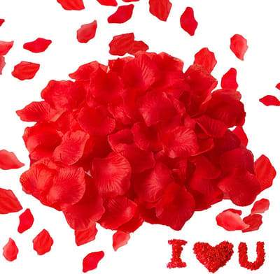 100x rozenblaadjes - Romantische versiering - Liefde - Valentijn - Aanzoek - Huwelijk - Rozenblad - Rozen - Roos - Decoratie - Tafeldecoratie - Romantiek - Feestversiering - 3x3 cm - Rood - Jonyx