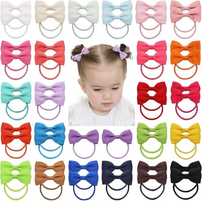 50 stuks 4,45 cm baby meisjes mini haarstrikken ripsband haarelastiek elastische haaraccessoires voor kinderen peuters per paar (kleur A)