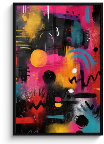 Poster in lijst - Fotolijst 80x120 cm - Posters - Kleurvlakken - Vormen - Kleurrijk - Abstract - Posterlijst zwart - Decoratie - Wanddecoratie woonkamer - Muurdecoratie slaapkamer