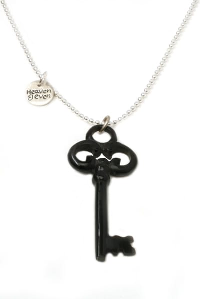 Heaven Eleven KIDS - Meisjes - ketting - zilver - 925 - zwart - sleutel - bone