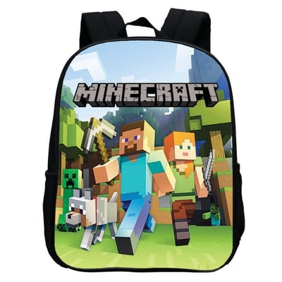 Sac d'école maternelle imprimé, Sac à dos dessin animé Minecraft 12 pouces, Léger et décontracté 12inch backpack