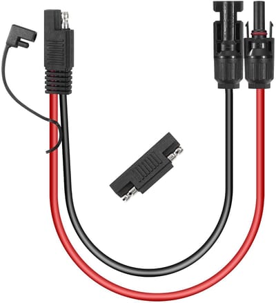 Allecto Plus - Zonnestekkerkabel 10 AWG voor zonnepaneel met verlengkabel en omgekeerde adapter - 45 cm - camper.