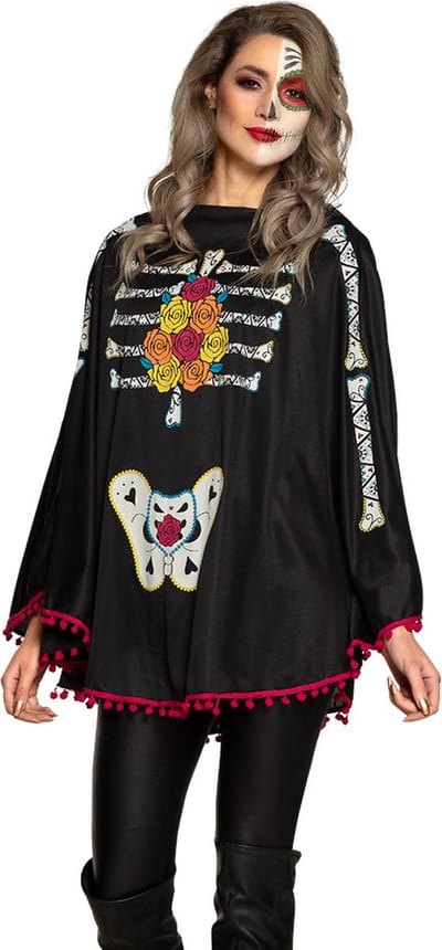 Boland - Poncho Day of the Dead - Volwassenen - Day of the dead - Halloween verkleedkleding - Skelet