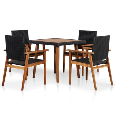 vidaXL - 5-delige - Tuinset - poly - rattan - zwart - en - bruin