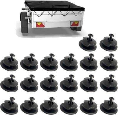 20 stuks, zeilbevestiging, duurzame aanhanger, dekzeilhaken, waterdicht, ronde knoppen met M5-schroeven, harde plastic zeilhaken, bevestigingshaken voor aanhangernetten, dekzeilen,