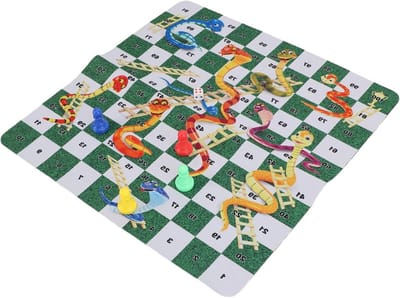 Bordspelset Slangen Ladders - Reisspel Familie - Samen Spelen - Draagbaar Compact - 35 cm - Multicolor