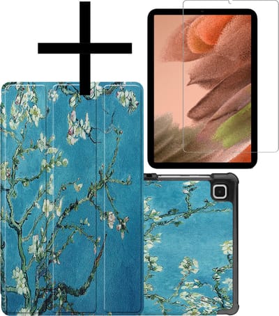 Hoes - Geschikt voor Samsung Galaxy Tab S6 Lite - Met Screenprotector - Trifold Bookcase - Hard Cover - Hardcover Book Case - Tablet Hoesje - Bloesem