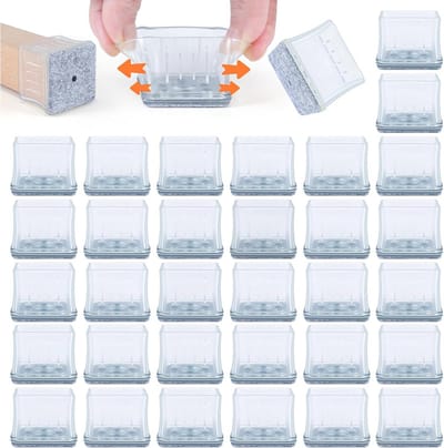 Stoelpootbescherming Siliconen 16 Stuks - Transparant Vierkant met Viltkussens voor Houten Vloeren