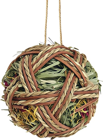 Knaag Grasballen - Hooi Ballen - Tanden Slijpen - Natuurlijk Materiaal - 9x25cm - Natuurlijk
