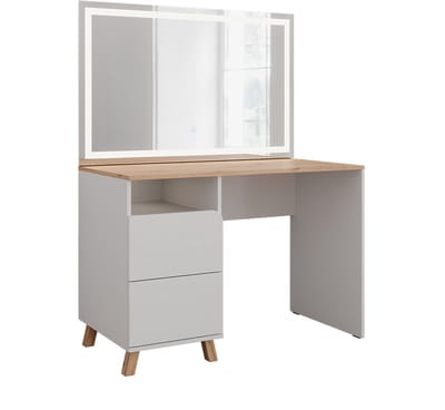 Vicco Karen Kaptafel met licht – 110 cm met LED-spiegel Wit/Kunstnijverheid