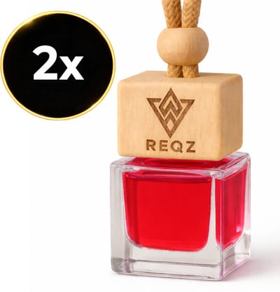 Reqz® Autoparfum Perzik Grapefruit Geur – 2x Auto Diffuser Parfum – Luxe Houten Auto Geurverfrisser – Langdurige Frisse Geur
