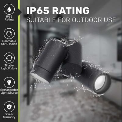 HOFTRONIC - Silva LED Plafondlamp 2 spots Zwart - 6000K daglicht wit licht - Draaibaar en Dimbaar - 2 lichts - GU10 - Plafondspot woonkamer en gang - Opbouwspot verlichting