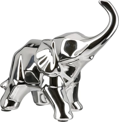 Gilde Handwerk - Beeld - Sculptuur - Olifant - Edgy - Zilver - Keramiek