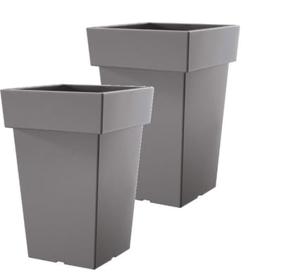 Bloempot Hoog Vierkant Lofly Square 19x19x29cm STEENGRIJS Prosperplast / 2 STUKS ! /