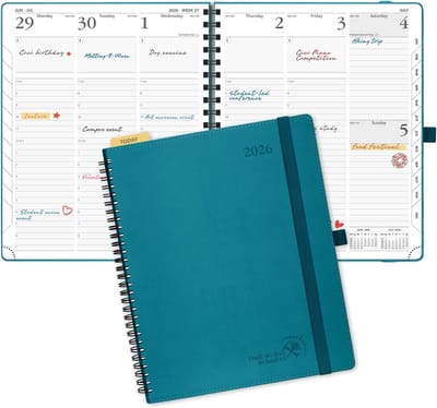 Grote Agenda 2026 Weekoverzicht Spiraal met Maandtabs - Verticale Weekplanner voor Werk en Afspraken