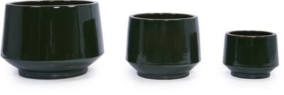 Zubaliya 3-Delige Set Handgemaakte Keramische Bloempotten - 38/28/23 cm - Diepgroen Glazuur - Voor Monstera & Grote Kamerplanten - Met Afvoergat - Binnen & Buiten