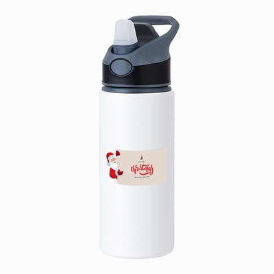 Hacebo® - Kerst merry christmas and a happy new year waterfles met rietje zwart - Kerstmis - Kerst beker - winter - kerst - christmas - kerst cadeau - water fles - 650ML