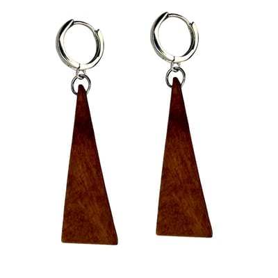 Oorbellen- Saheli- Hout- Bruin- Zilverkleur -Charme Bijoux