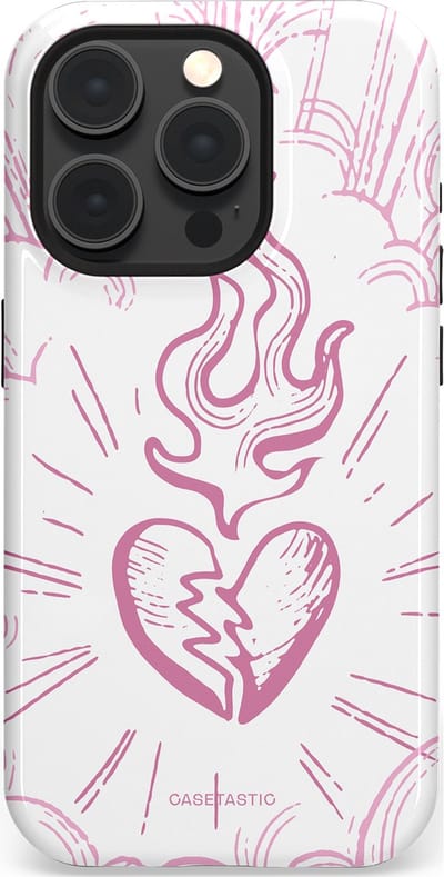 Casetastic Hoesje Geschikt voor Apple iPhone 15 Pro Magsafe - Stijlvolle Beschermende Duo-layer Case - Roze Liefdesvlam