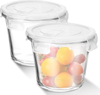 Famanu – Glazen meal prep kommen set 2 – vershouddozen voor koelkast, oven en magnetron, BPA-vrij
