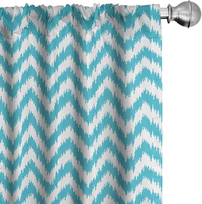 ABAKUHAUS Geometrische Voorhangen – 2x75x245 cm – Mikrofaser Zeeblauw/Wit