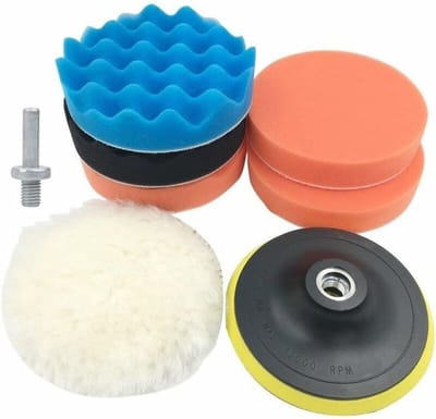 Ensemble 8 tampons van polissage voor voiture, 7 tampons van polissage van 5 pouces met adaptateur voor foret M14
