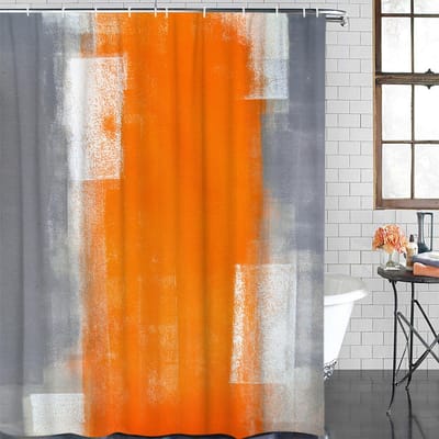 Oranje Driehoek Geometrie Oranje Waterdichte Badkamerdecoratie Douchegordijn met Haak Badgordijnen Badkameraccessoires 150Wx180H CM