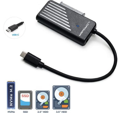 Externe Adapter USB3.2 Gen. 2x1 Tye-C naar 2,5" SATA HDD/SSD - 3.5'' SATA HDD - NVMe M.2 SSD M-Key/B+M-Key - 10Gbps