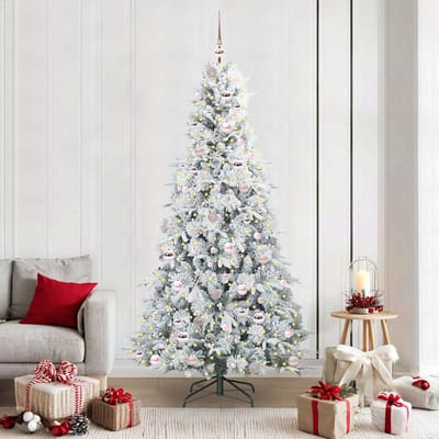 vidaXL - Kunstmatige - Hinged - Kerstboom - met - 300 - LED - Wit - 210 - cm - PE - en - PVC