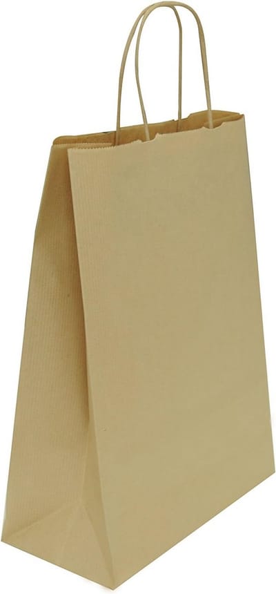 25 Stevige Papieren Shoppertas met Gedraaid Touw, Avana Kleur, 27x37 cm