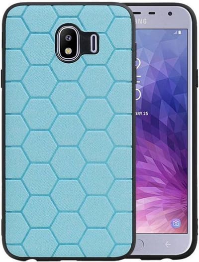 Hexagon Hard Case - Telefoonhoesje - Backcover Hoesje - achterkant hoesje - Geschikt voor Samsung Galaxy J4 - Blauw