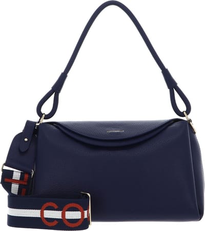 COCCINELLE Leren Schoudertas Eclyps Handbag Grained Leather Royal Blue Blauw