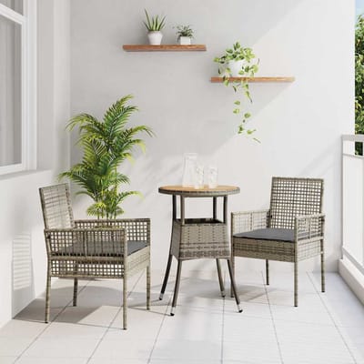vidaXL - Tuin - Eettafel - Set - 3 - st - Grijs - poly - rattan