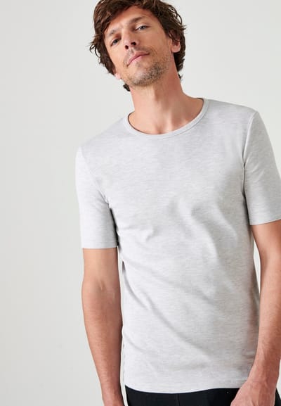 Damart - Klassiek gebreid T-shirt met korte mouwen Thermolactyl - Heren - Grijs - XXL