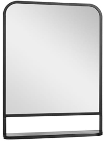 Spiegel met plank, make-up spiegel, kledingkast spiegel, modern minimalistisch, praktisch en mooi, geschikt voor woonkamer, gang, hal, 70 x 10,2 x 50 cm, zwart, metaal
