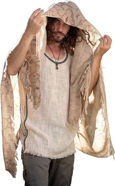 Katoenen Sjaal - Sarong Wrap - Festival Accessoire - Heilig Patroon - 168x112 cm - Beige