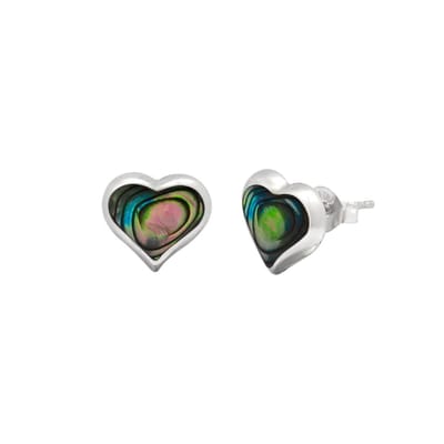 Zilveren oorstekers - hartje met natuursteen - 37x26.5x3mm