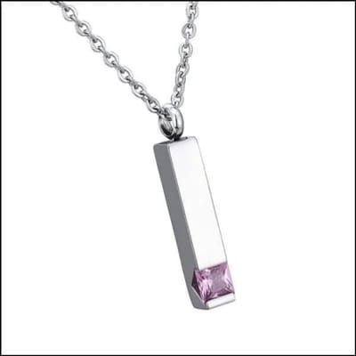 Aramat Jewels | Gedenkhangers | Stalen Ashanger Staaf met Zirkonia – Sierlijk Gedenksieraad Zilver | Roze | |8mm | Staal | Volwassenen | Verkleurd niet